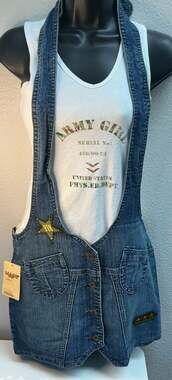 MADE Denim Jumper Dress With Attached Tank Top Size M Style M6463
